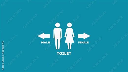 toilet man icon, female and male icons. a lady and a man toilet sign animation with vibrant lights