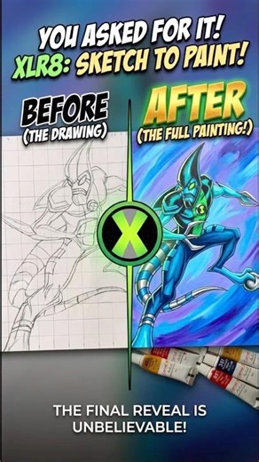 Painting XLR8 from Ben 10! 😱(The Ending is INSANE)#Ben10 #XLR8 #ArtShorts#CartoonNetwork #Nostalgia