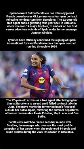 Salma Paralluelo completes blockbuster transfer to OL Lyonnes on four-year deal