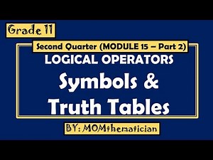 GRADE 11 | GENERAL MATH | Q2. MODULE 15 (PART2) | LOGICAL OPERATORS | LOGIC SYMBOLS AND TRUTH TABLES