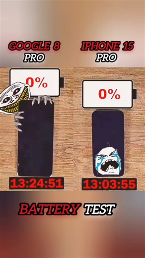 ☠️💥GOOGLE 8 PRO VS IPHONE 15 PRO BATTERY TEST🔋!!!