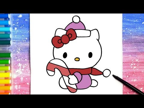 How to Draw a Christmas Hello Kitty / Easy Drawing Tutorial