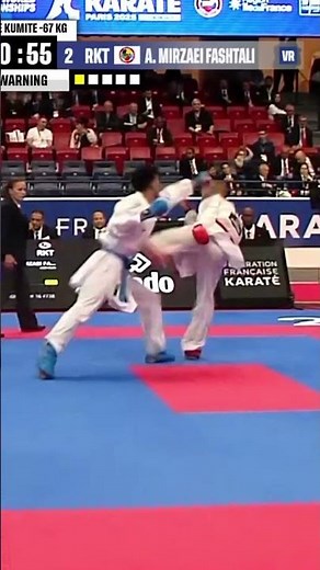 Dominik Dziuda 🇵🇱 and Amir Reza Mirzaei pushed the Male Kumite –67kg clash all the way to the fina