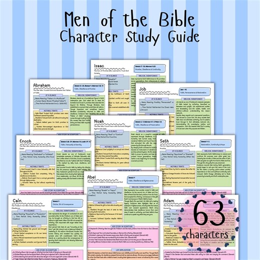 Men of the Bible Printable Study Guide, Men of the Bible Devotional Bible Journal, Male Bible Character Study, Bible Study, Christian Men - Etsy