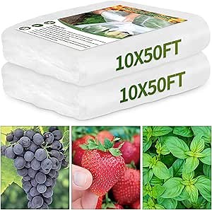 Garden Netting 10x50FT 2 Pack Ultra Fine Mesh, Insect Barrier Bird Netting for Garden Protection, Insect Bug Netting Garden Net for Protecting Plants Vegetables Flowers Fruits