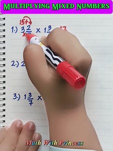 Multiplying Mixed Numbers #math #mathwithprincess #mathviral #mathematics #mathlessons #mathreview #mathtricks #multiplyingmixednumbers | Math with Princess