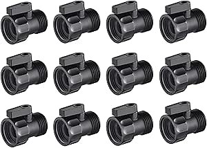 wantmatch 12 PCS 3/4'' Plastic Garden Hose Shut Off Valve,Water Shut-Off Ball Valve Thread Connector Coupling for Telescopic Water Pipe Water Gun Valve Control
