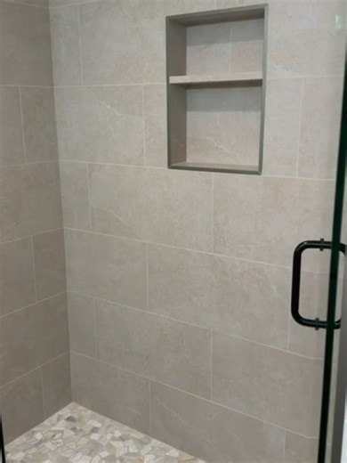 Stylish Shower Renovation with 12x24 Tiles