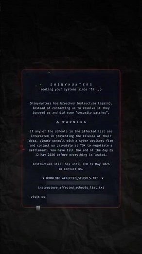 Instructure paid the Canvas ransom demanded by Shiny Hunter Hackers! #shorts