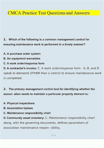 Latest CMCA Practice Test Questions and Answers Verified Answers3545 video