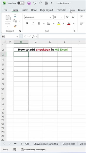Cách chèn checkbox trong Excel #LearnOnTikTok #hoccungtiktok #booktook #daotaotinhoc #tinhocvanphong