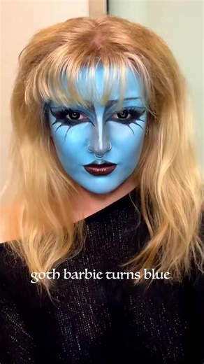 Trad Goth Makeup Look on a Blue Base