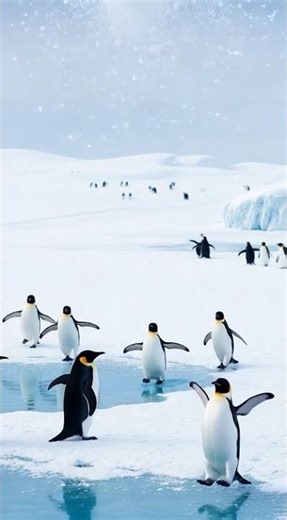 Dancing Penguins in the Snowfall#animals #cuteanimals