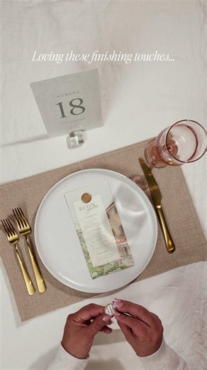 Complete Table Setting with Wax Sealed Stationery | Dolce Vita Table Numbers, Menu & Place Cards | B