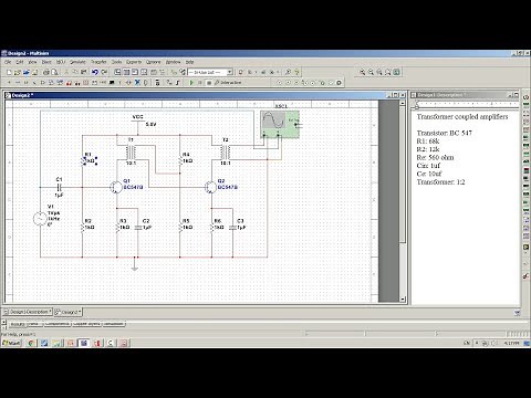 Transformer coupled amplifier practical simulation on multisim