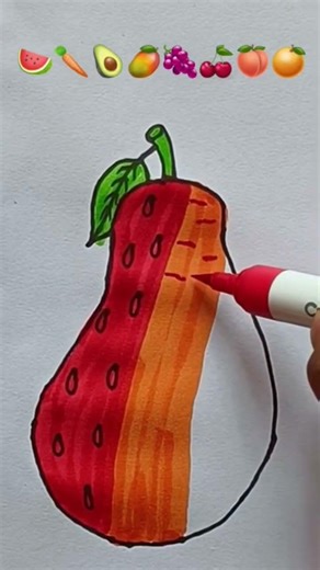 🍊🍑🍇🥭🥑🍒🥕🍉 Satisfying Art #drawing #trending #shorts #viralvideo