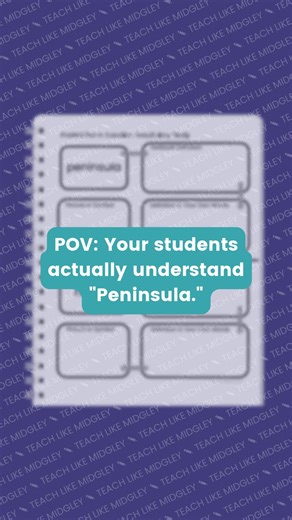 POV: Your students actually understand “Peninsula.” 🗺️ Vocabulary study with visuals is the only way to bridge the gap in 6th grade. Grab the free Starter Pack! Visit TeachLikeMidgley.com 📥 #TeachLikeMidgley #6thGradeTeacher #6thGradeSocialStudies #AncientCivilizations #MiddleSchoolTeacher