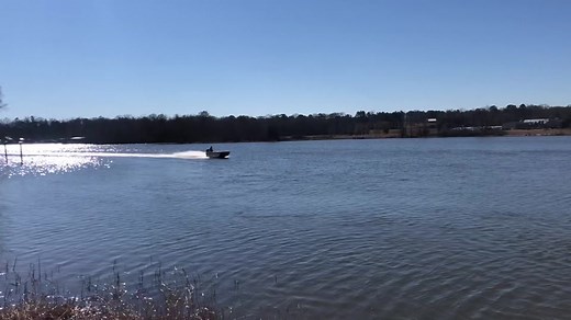 Will it turn 👀 TIMBER Reaper 656 .100 GA #reaperboats #timberreaper #duckboat #duckhuntingboat #aluminumboats #LaysGoldenDuet #boatrunning