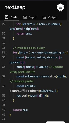 JavaScript Solution | X-Value of Array with Prefix Removal & Query Updates | LeetCode DP Problem