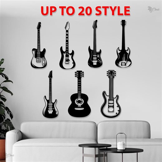 Guitar Wall Art Metal Decor, Electric & Acoustic Guitar Set, Music Lover Gift, Band Room Decor - Etsy