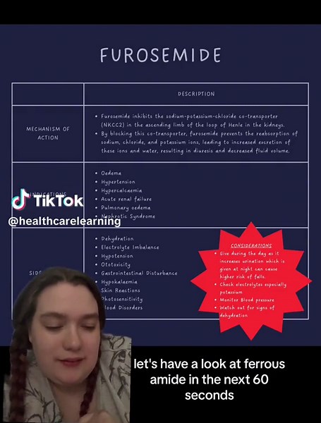 Sorry its a bit more than 60 seconds #NursingSchool #MedicationSpotlight #Furosemide #Lasix #NursingStudentsRock #PatientCare #FutureNurse #pharmacologynotes #pharmacologymnemonics #pharmacologydrugs #pharmacology2 #pharmacologyexam #pharmacology #pharmacologymcq #pharmacist #pharmacy #paramedicschool #studentparamedics #paramedicstudent #studentparamedicuk #paramedicscience #studentparamedic #nursingschool #nursingstudent #studentnurseuk #nursingstudents #studentnurse #thehealthcarelearningplat