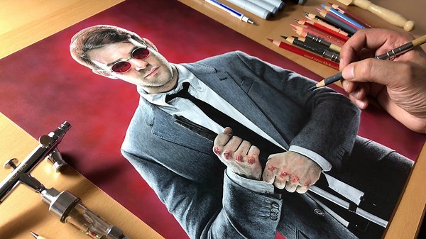 Drawing Daredevil Matt Murdock Charlie Cox Timelapse