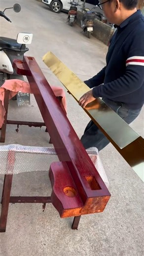 Antique Wooden Door Threshold with Copper Wrapping #ubdiy #woodworking #traditionalcraftsmanship