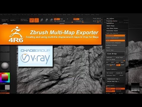 Zbrush Multi-Map Exporter: Creating multi-tile displacement maps & rendering them with Vray for Maya