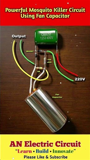 Powerful Mosquito Killer Circuit Using Fan Capacitor| #CircuitDiagram #technology #diy #mosquito