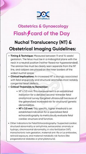 OBGYN Flashcard: Nuchal Translucency & Obstetric Imaging Guidelines | High-Yield Prep