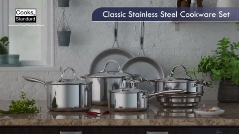 Cooks Standard 18/10 Stainless Steel Stockpot 12-Quart, Classic Deep Cooking Pot Canning Cookware with Stainless Steel Lid, Silver