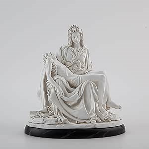 Pieta Statue - Michelangelo’s Pietà Replica Sculpture - Hand Painted Antique White Jesus and Holy Mother Madonna 10 Inch Renaissance Home Decoration Collection