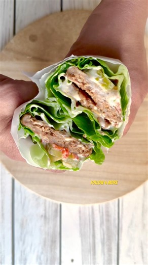 🥬 Fresh, crunchy, and loaded with goodness!#salad #easyrecipe #highprotein #lettucewraps