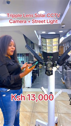 Triple Lens Solar CCTV Camera with Street Light