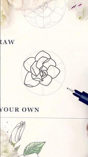 How to draw the Gardenia Flower ✨