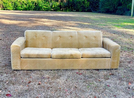 Mid Century Sofa, Settee, Retro Sofa, Movie Prop Furniture, Wavy Couch, Velvet Upholstered Furniture, Groovy Furniture, 1960-70s Future - Etsy