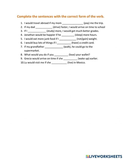 Second Conditional online exercise for Sexto de primaria