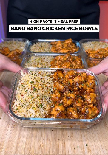 High Protein Bang Bang Chicken Rice Bowls Recipe