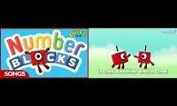 Mix of 2 videos from youtube : Numberblocks intro forwards and backwards, forwards but reversed