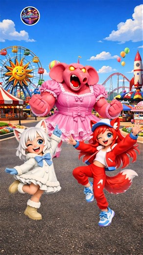 Aka Shiro masetala dance with 2 beautiful women and monster elly #gacha #gachalife #shorts