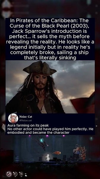 In Pirates of the Caribbean: The Curse of the Black Pearl (2003), Jack Sparrow's