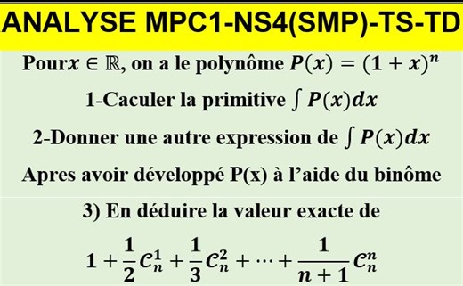 Analyse Mathématiques en TS NS4 (SMP)- MPC1 | VMathsPhy
