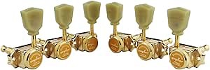 Guyker 3x3 Vintage Style Locking Guitar Machine Heads – 1:15 Ratio Lock String Deluxe Tuning Key Pegs Tuners Set Replacement for Electric, Acoustic or Folk Guitars - gk44sp, Gold