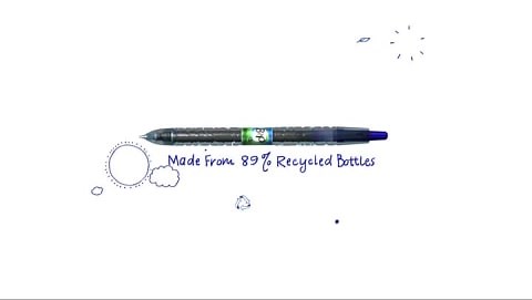 Pilot Bottle to Pen (B2P) Be Green Fine Point Gel Pens, Assorted Ink, 5 Count