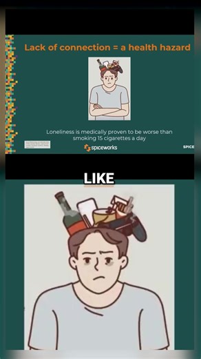 Jen Slaski highlighted a life-changing truth at SpiceWorld: A Harvard study proved that loneliness is hazardous to your health . In fact, high-quality human connection has a bigger impact on your lifespan than quitting smoking. #Spiceworks #SysAdmin #mentalhealthmatters #mentalhealth #spiceworld