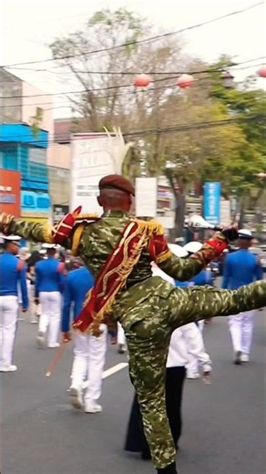Incredible Running, Jumping, and Kicking: Military Academy Marching Band Drum Major Baton Routine