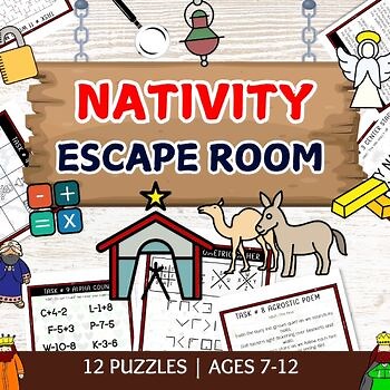 Nativity Escape Room, 12 Printable Puzzles, Christmas Sunday School Lessons