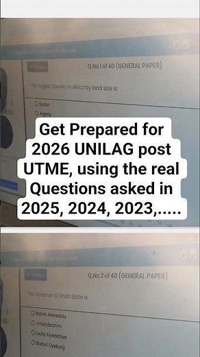 2026 UNILAG POST UTME PREP past questions #unilag #postutme # past questions #cutoffmarks #jamb