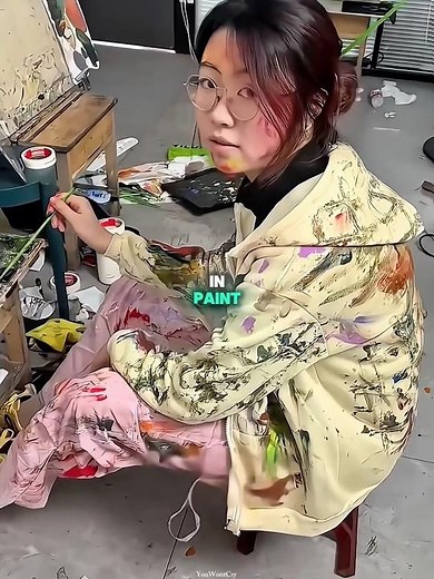 This girl made the biggest painting mess and created a beautiful masterpiece ❤️