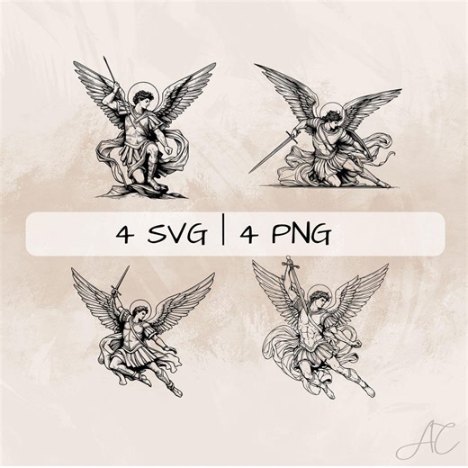 Archangel Michael SVG Bundle, Saint Michael PNG, Michael and Sword Clipart, Hand Drawn Michael Pictures for Print and Engraving - Etsy